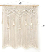 Mkono Macrame Wall Hanging Large Boho Decor Woven Wall Tapestry Chic Art Tassel Christmas Decoration for Backdrop over Bed Bedroom Nursery Dorm Classroom, Including Hanging Rod, 33''W x 42''H - Image 5