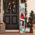 Winter Porch Sign, Christmas Sign for Front Porch, Cardinal Bird Wooden Sign Yard, Vertical Wood Sign Standing for Patio Front Door Porch, Hello Winter Holiday Home Party Entryway Yard Wall Decor Indoor Outdoor, 47x8 inch by Unknown