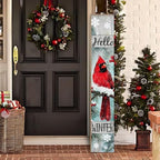 Winter Porch Sign, Christmas Sign for Front Porch, Cardinal Bird Wooden Sign Yard, Vertical Wood Sign Standing for Patio Front Door Porch, Hello Winter Holiday Home Party Entryway Yard Wall Decor Indoor Outdoor, 47x8 inch by Unknown