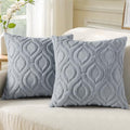 decorUhome Faux Fur Plush Soft Blue Grey Throw Pillow Covers 26x26 Set of 2 by decorUhome