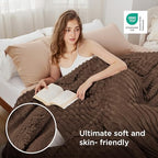 Bedsure Soft Queen Size Blanket for Bed Brown 90"x90" - Image 4