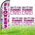 Buryeah 5 Sets Flower Banner Sign Kit Including 1 Flower Feather Flag 4 Double Sided Arrows Signs with Metal Stakes for Outside, Business Advertising, Directional Signage (Purple) by Buryeah