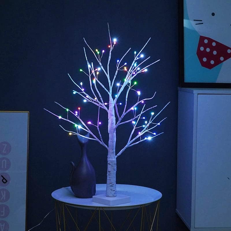 2ft Birch Tree with 72 LED Lights & Remote - Christmas Decorations Indoor, RGB Color Changing Fairy Tree | Spirit Twinkling Tree for Bedroom, Wedding, Holiday Decor | USB/Battery Powered - Image 6