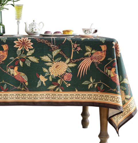 ISAENNE Designer Vintage Green Rectangular Tablecloth,110"x63" by Isaennehomedecoration