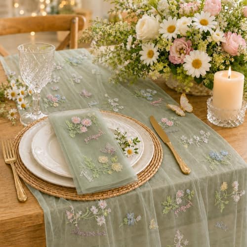 Wildflower Tulle Table Runner Butterfly Floral Wedding Party Home Decor by Unknown