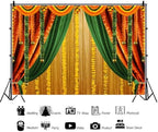 9x6ft Indian Pooja Backdrop Indian Diwali Traditional Festival Ganpati Hindu Puja Photography Background Hindu Wedding Party Banner Decorations Photo Studio Props - Image 2