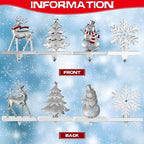 GUOER 4 Pack Snowflake Christmas Stocking Holder Set for Mantle Christmas Decorations Holiday Mantle Fireplace Topper - Snowflake Snowman Reindeer and Christmas Tree Hangers Decorative Metal Hanger - Image 4
