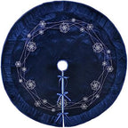 X.Sem Snowflakes Embroidered Velvet Christmas Tree Skirt with Pleat Velvet Border 50'' (Navy, 50 inch) - Image 3