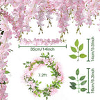 U'Artlines 10Pcs 7.2 Ft/Piece Artificial Wisteria Garland Pink - Image 3