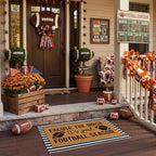 Honoson 2 Pcs Fall Football Welcome Doormat with Black and White Striped - Image 6