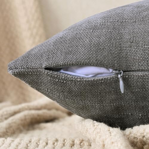 Set of 4 Soft Textured Decorative Throw Pillow Covers 20x20 Inch Cozy Farmhouse Cushion Cover Square Accent Pillow Cases for Bed Couch Sofa Living Room, Grey - Image 3