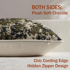 DEZENE Pack of 1 Vintage Floral Lumbar Pillow Covers 14x36 Boho Farmhouse Accents Chenille Rectangular Decorative Throw Pillow Cases for Living Room Couch Bed Home Decor, Olive Green - Image 3