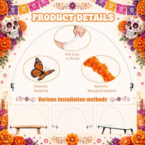 Marigold Table Arch Kit for Day of the Dead Decor with Adjustable PVC Arch - Image 3