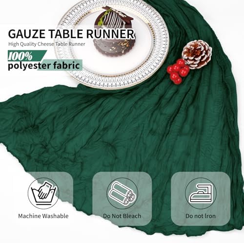 12 Pack Dark Green Cheesecloth Table Runner 10Ft, Christmas Table Runner 21.5 X 120 inch, Semi Sheer Cheese Cloth Fabric Boho Table Runner Bulk for Christmas Decorations,Bridal Shower,Wedding - Image 4
