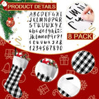 Tatuo 12 Pack Christmas Burlap Stockings Hanging,Black White - Image 3
