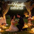 Happily Ever After LED Neon Light Sign, Wedding Neon Lights for Bachelorette Bridal Engagement Party Decoration Bridal Shower Wall Decor Valentine's Day Night Light Dimmable USB Powered(16.9"*7.9") - Image 2