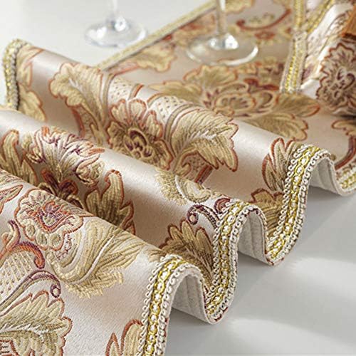 vctops Vintage Luxury Jacquard Damask Floral Table Runners Tea Table Decoration with Multi-Tassels 13"x117" Beige - Image 4