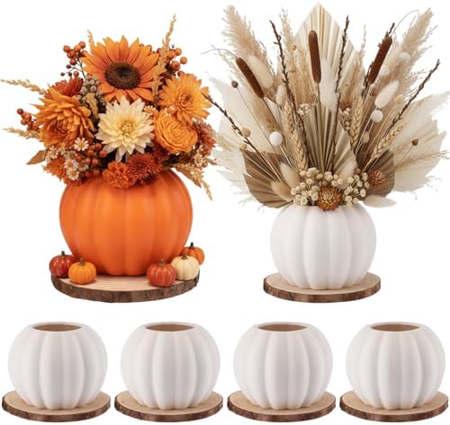 Meanplan 12 Pcs 5.5" DIY Ceramic Pumpkin Vase for Centerpiece Fake White by Meanplan