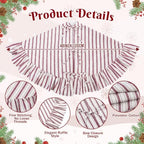 JOVIPOP Christmas Tree Skirt, 48 Inch Red and White Striped Ruffle - Image 2
