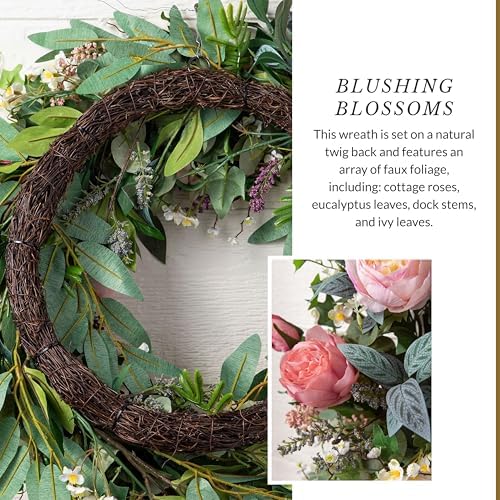 Balsam Hill Outdoor Provence Rose Spring & Summer Wreath - 28" Premium UV-Protected Floral Door Wreath for Front Door, Patio, & Garden - Image 4