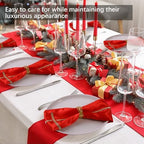 VIJIV 12 Pack Bling Satin Cloth Napkins & Gold Napkin Rings Set of 6 Red - Image 3