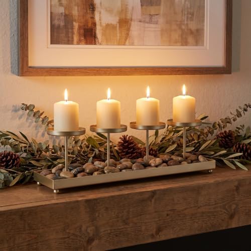Seraphic Gold Iron 4-Pillar Candelabra – Elegant Tabletop Candle Holder Centerpiece for Weddings, Dining, Parties & Home Decor - Image 6