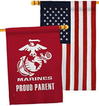 Proud Marine Parent House Flag - Pack Armed Forces Corps USMC Semper Fi United State American Military Veteran Retire Official USA Embroidery - Banner Small Garden Yard Gift Double-Sided 28 X 40 by Unknown