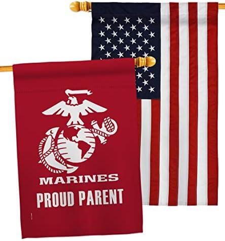 Proud Marine Parent House Flag - Pack Armed Forces Corps USMC Semper Fi United State American Military Veteran Retire Official USA Embroidery - Banner Small Garden Yard Gift Double-Sided 28 X 40 by Unknown