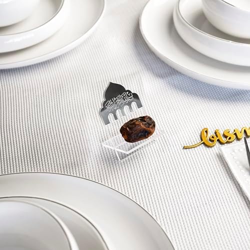 Ramadan Date Holder, Bismillah Islamic Calligraphy, Iftar Party, Ramadan Table Decoration, Eid Mubarak Gift (6 Pcs, Dome Design, Silver) - Image 5