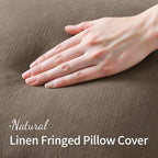 MIULEE Linen Fringe Decorative Fall Euro Pillow Covers Cocoa Brown 24x24 - Image 5