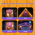 VINGLI 36in Pre Lit Christmas Wreath Halloween for Front Door Mantel & Stair Railing with Lights Indoor Outdoor Doorway Decor Purple - Image 2