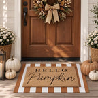 Tinideya 2 Pcs Hello Pumpkin Layered Doormat Set, White Orange - Image 5