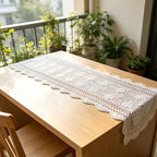 USTIDE White Cotton Crochet Table Runner Handmade Lace Table Doily Vintage Dresser Scarf for Farmhouse Kitchen Wedding Decor 15 Inch X70 Inch - Image 3