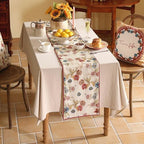 patdrea Designer Farmhouse Linen Thick Table Runner, Rustic Cottage Beige with Floral Pattern Fabric Table Mat, Decoration for Kitchen Dining Coffee Table Banquet Christmas , 12"*102" - Image 3