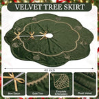 Blueweenly Moss Green Velvet Christmas Tree Skirt 48 in Vintage Tree Skirt - Image 2
