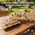 4 Tiered Serving Tray for Party Pine Wood Foldable Tiered Tray Stand - Image 7