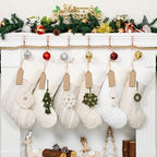 LUBOT Boho Christmas Stockings with Name Tag Set of 6 Rustic Farmhouse Country Large Family Xmas Stocking 20" with Fringe Pendant Fireplace Hanging Decor 6 Pack - Image 3
