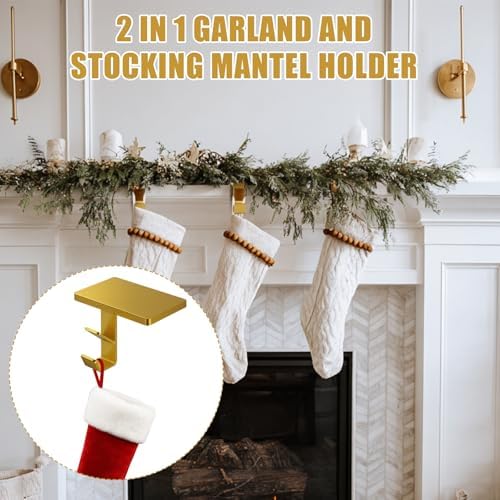 MorningRo 6 Pack 2 in 1 Stocking Holders for Mantle, Gold - Image 5