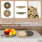 7 Pcs Boho Wall Basket Decor, Rattan Wicker Boho Wall Decor, Hanging Woven Basket Wall Decor, Round Handmade Wall Art for Living Room Bedroom Display Table Settings Home Christmas Decoration (Black) - Image 5