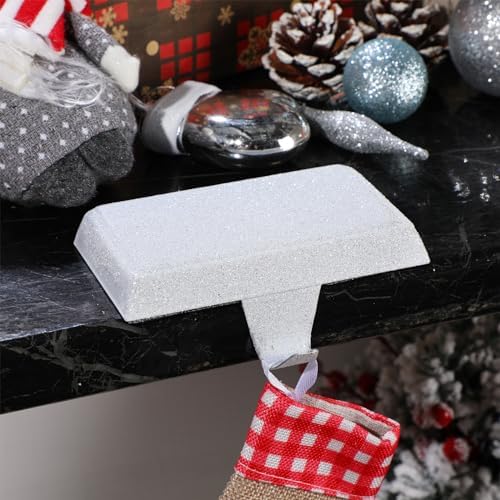 Huwena Metal Christmas Stocking Holders Shiny, Classic, White, 6 Pcs - Image 6