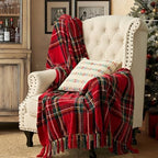 EverGrace Chenille Christmas Throw Blanket, 50"x60", Red Stewart Plaid - Image 6