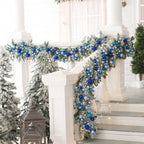 2 Pcs 6 ft Christmas Ball Ornament Garland, Blue,Silver - Image 6