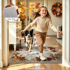 U'Artlines Fall Front Door Mat, 32"×48" Vintage Farmhouse Marple Leaves Mat - Image 4