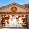 Thanksgiving Garage Door Banner 157.5x70.9in Autumn Pumpkin Vine Backdrop 2D Printed Farmhouse Fall Outdoor Garage Cover with Rope 10 Grommets for Home Yard Decor by KKYEJLQYI