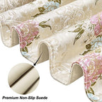 Loom and Mill European Jacquard Floral Table Runner 13x90 inch,Pearly Beige - Image 4