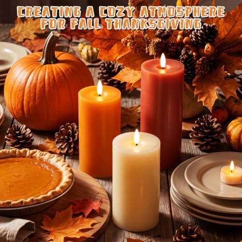 Retisee 3 Pcs 6/8/12" Fall Flameless LED Candles Decorations for Home - Image 5