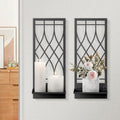 Wall Candle Holder, Black Metal Wall Art, Line Wall Candle Holder for Living Room, Dining Room, Bedroom, Bathroom (2 Pack, 16.5 x 7 in) by Sokurdeg