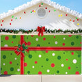 HunnmingRe 16 x 7ft Christmas Garage Door Cover, Red and Green Polka Dots by HunnmingRe