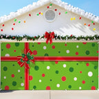 HunnmingRe 16 x 7ft Christmas Garage Door Cover, Red and Green Polka Dots by HunnmingRe