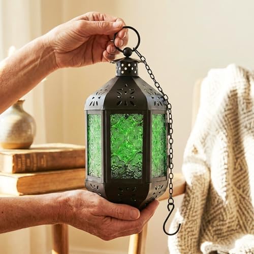 Vela Lanterns Hanging Moroccan Lamp - Exotic Decorative Patio & Porch Decor, Indoor Outdoor Tea Light Candle Lantern Holder with Chain (11" Medium, Assorted Colors, 6-Pack) - Image 6